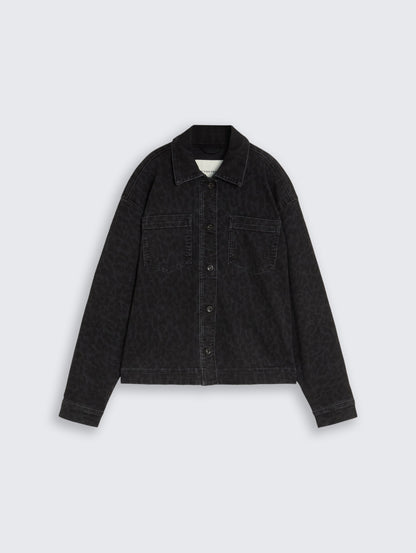 Jeansjacke mit Leo-Print