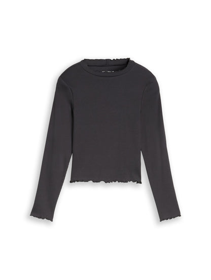 Cropped Shirt mit Rippstruktur