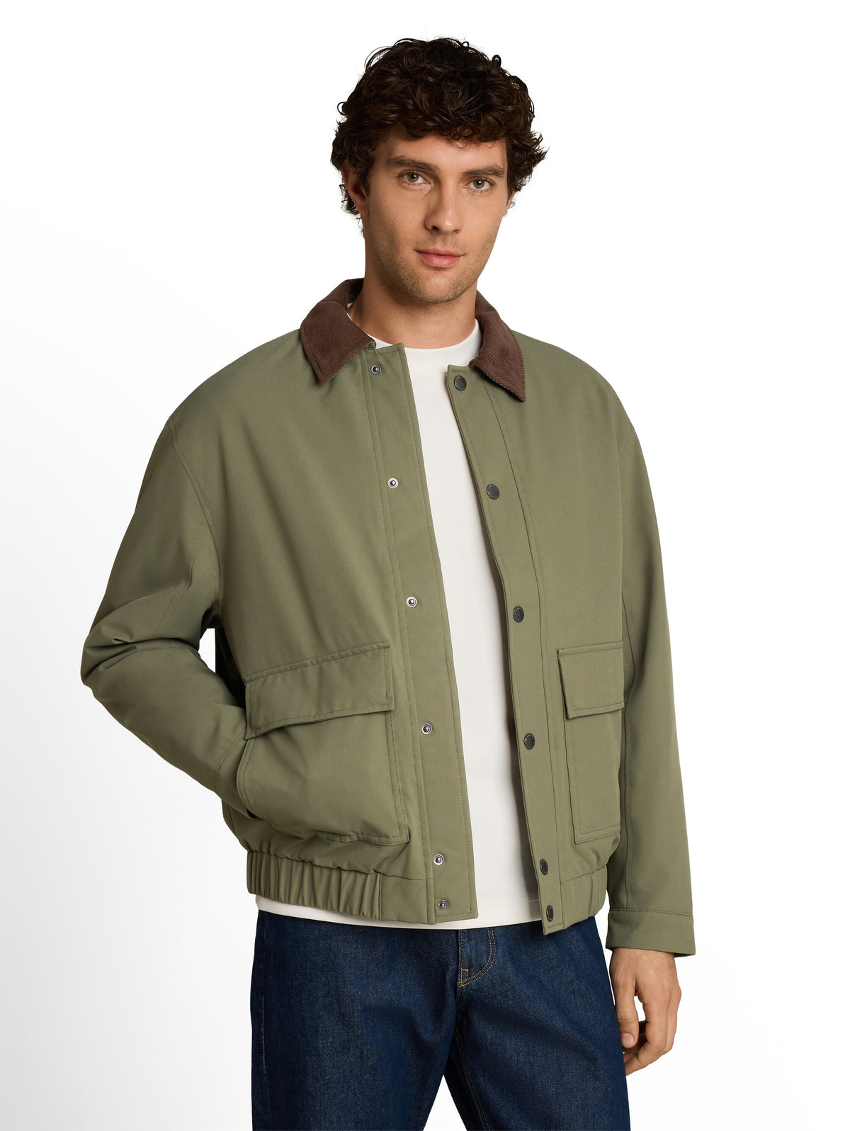 Blouson Jacke mit Cord-Kragen