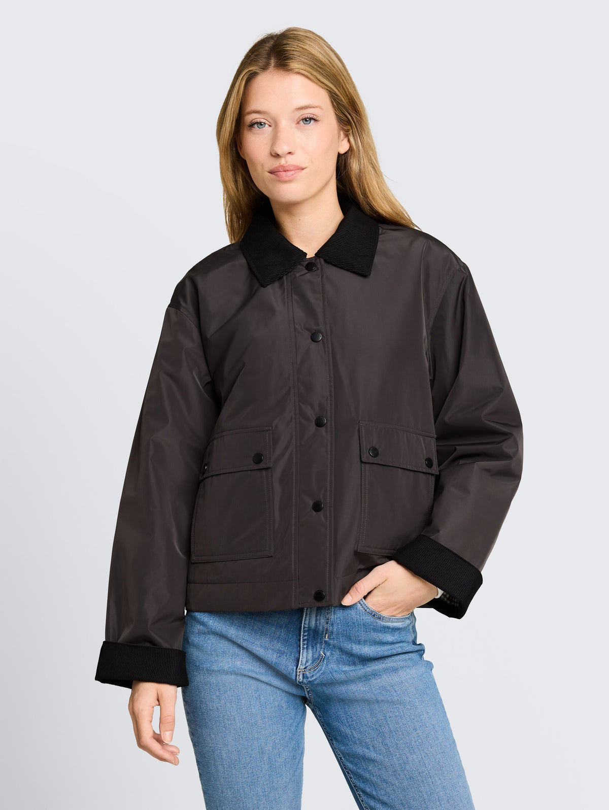 Übergangjacke mit Cord-Kragen