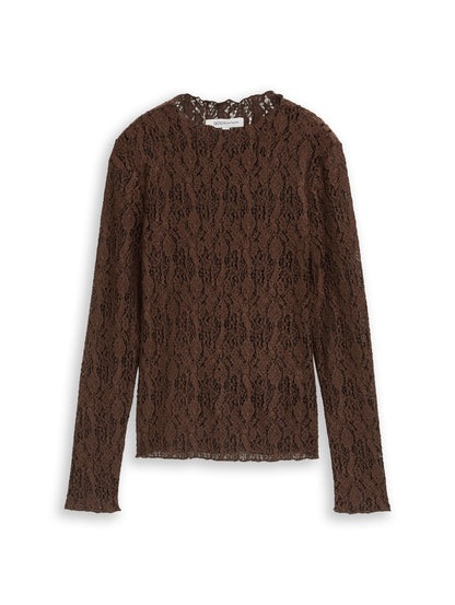 Slim Fit Langarmshirt aus Spitze