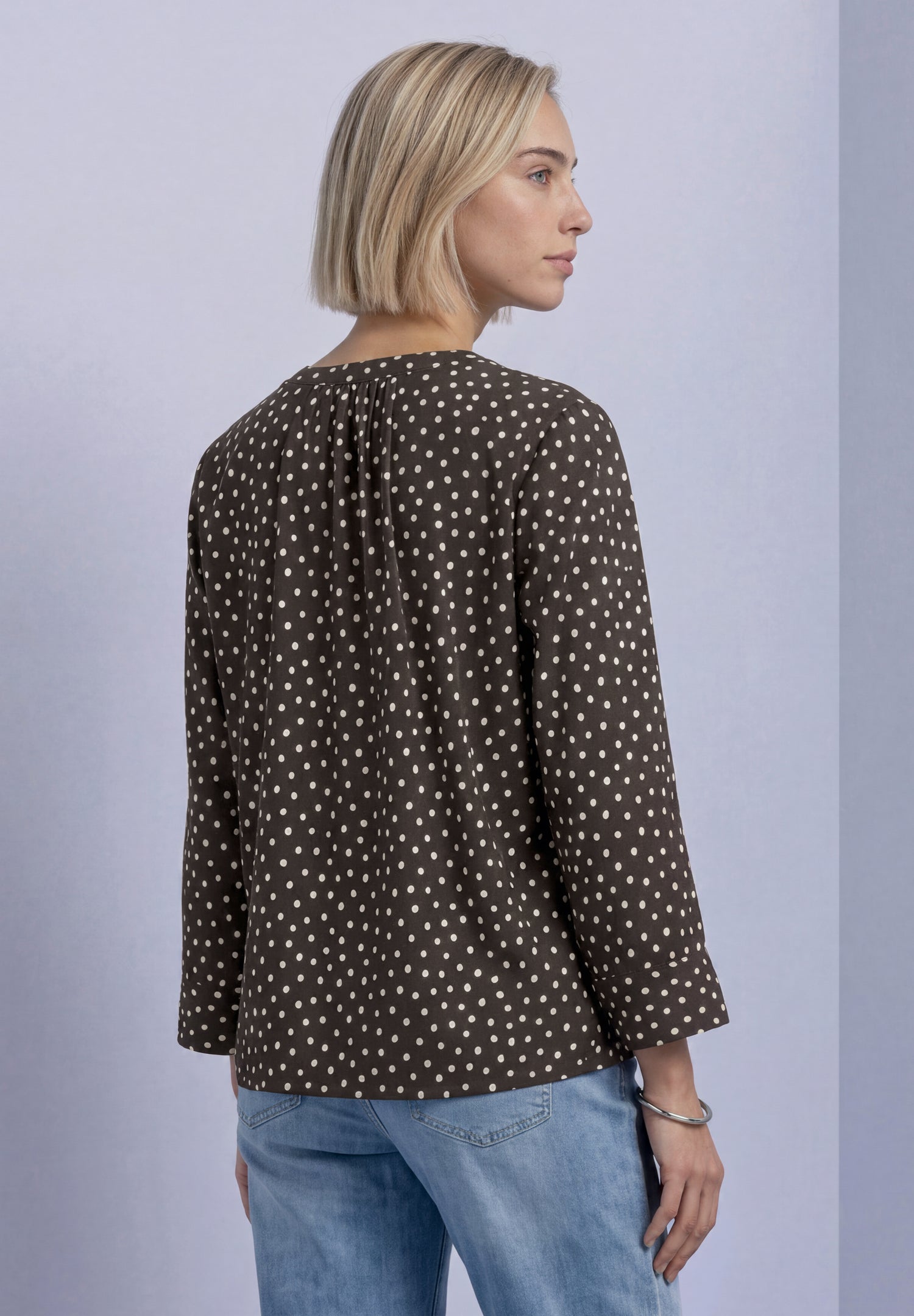 3/4-Arm Bluse mit Split Neck und Print