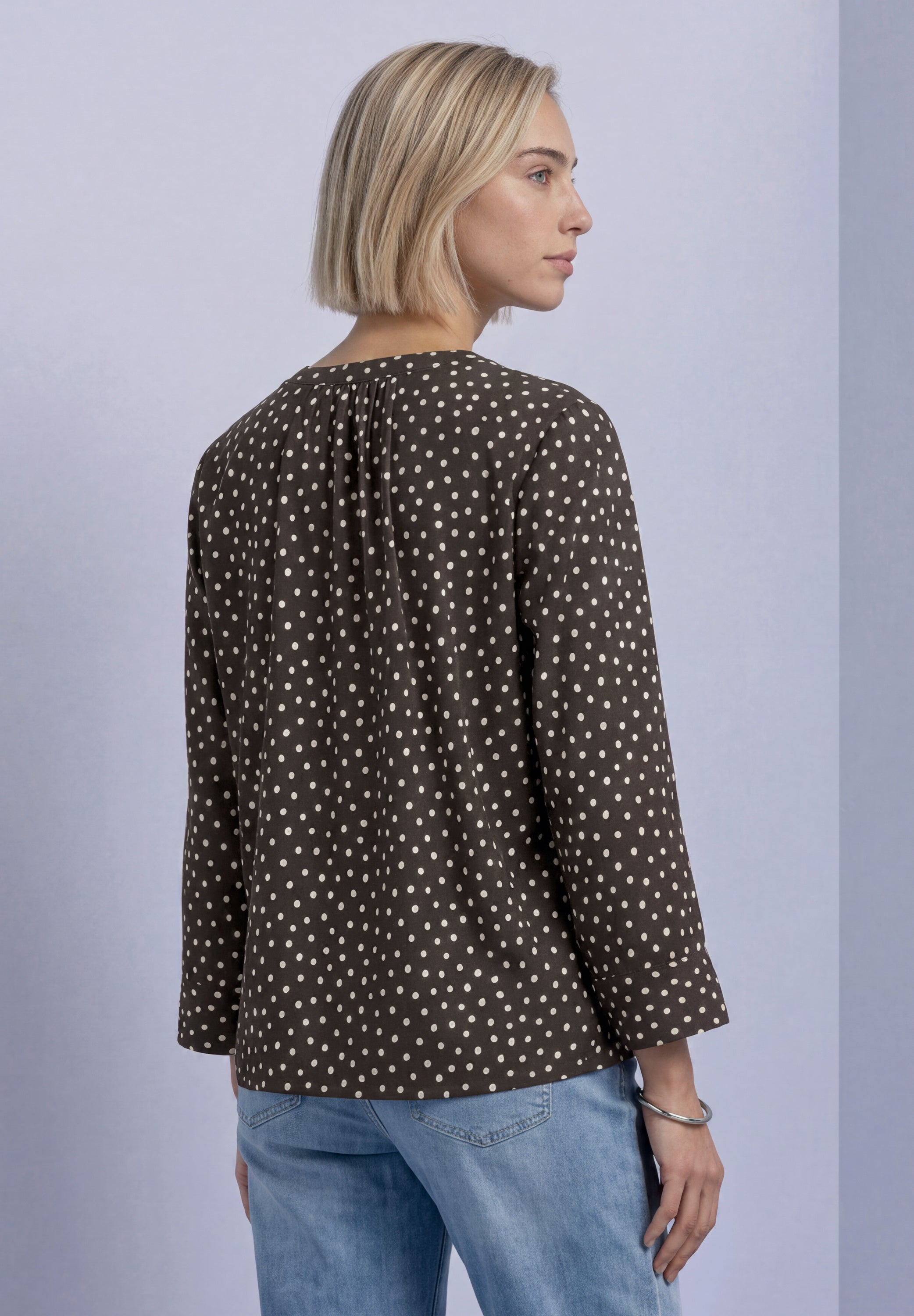 3/4-Arm Bluse mit Split Neck und Print