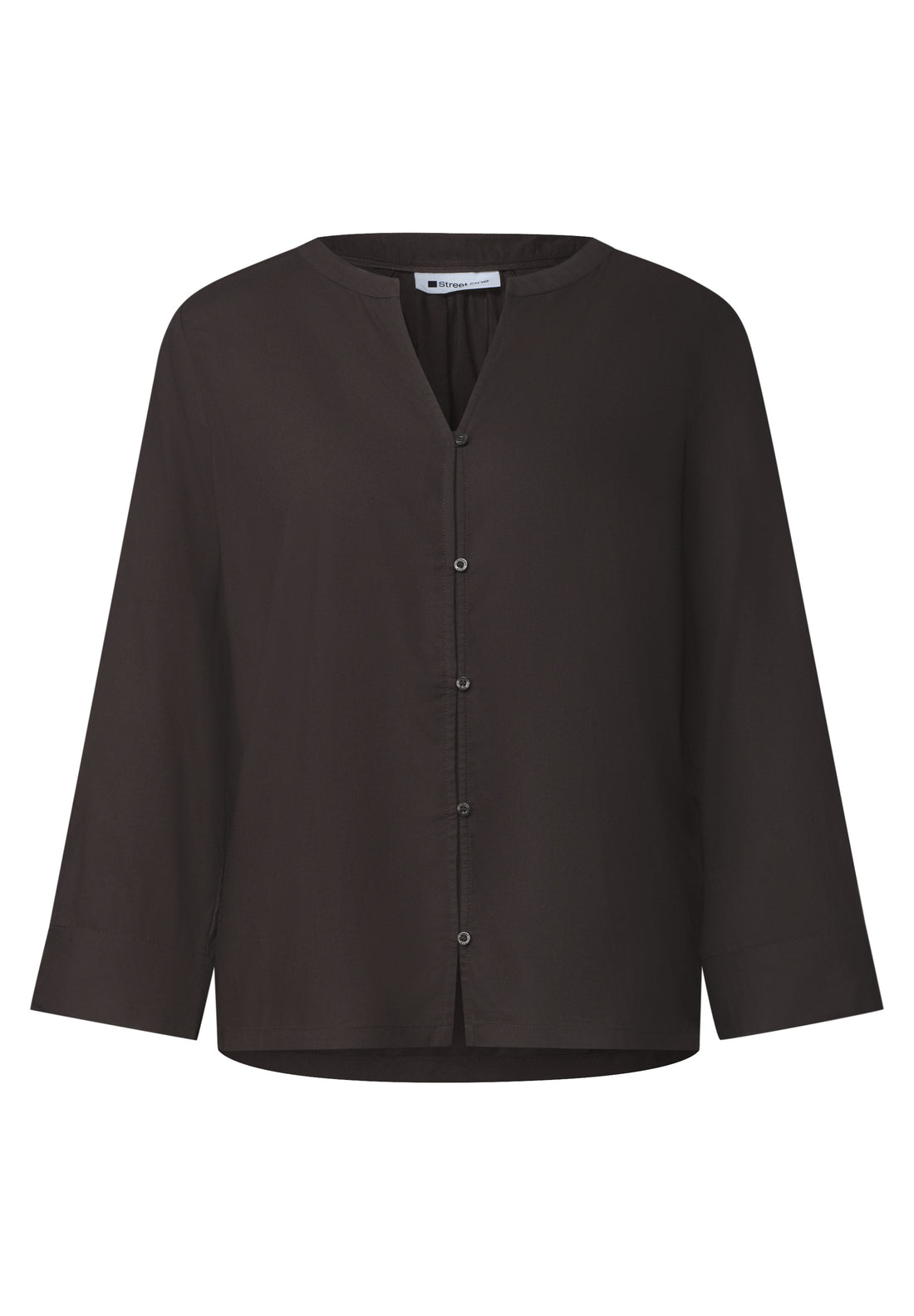 3/4-Arm Bluse mit Split Neck