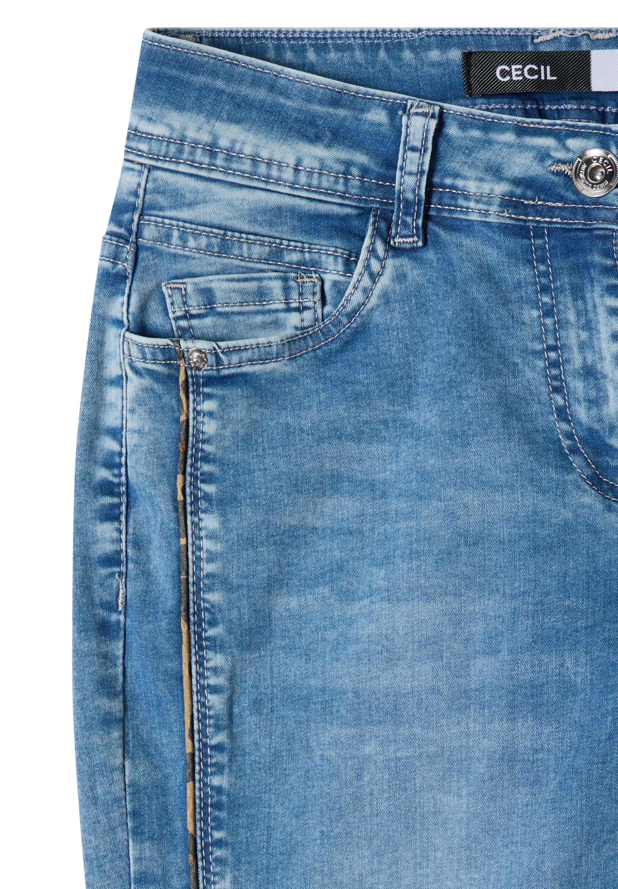 Straight Leg Jeans mit Leo-Pipings