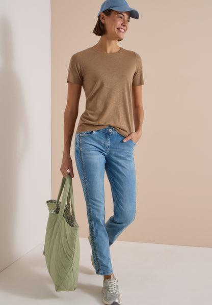 Straight Leg Jeans mit Leo-Pipings