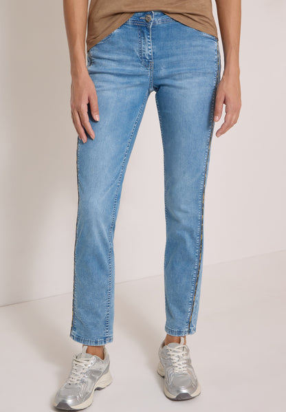Straight Leg Jeans mit Leo-Pipings