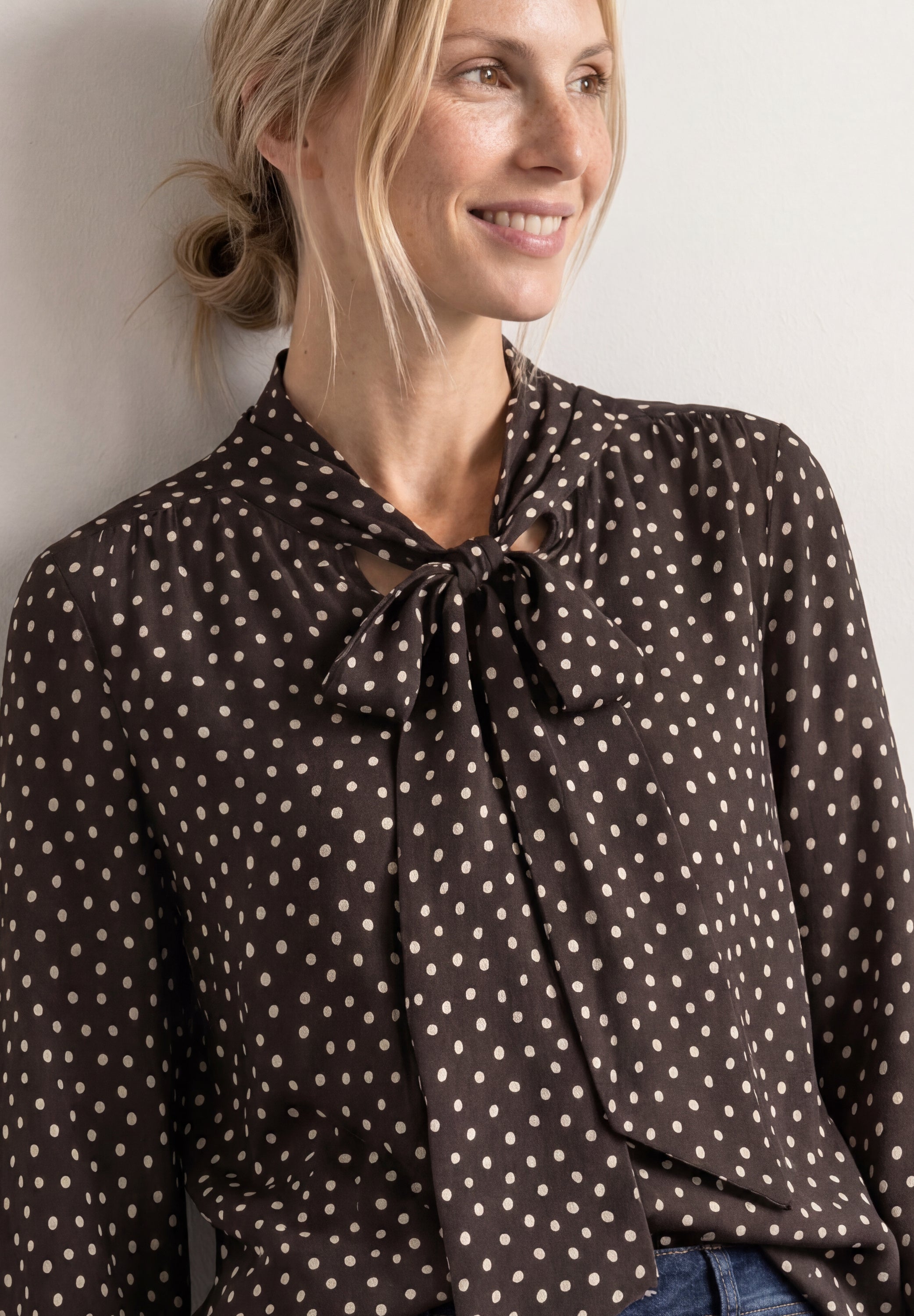 Langarm Bluse mit Schleifendetail