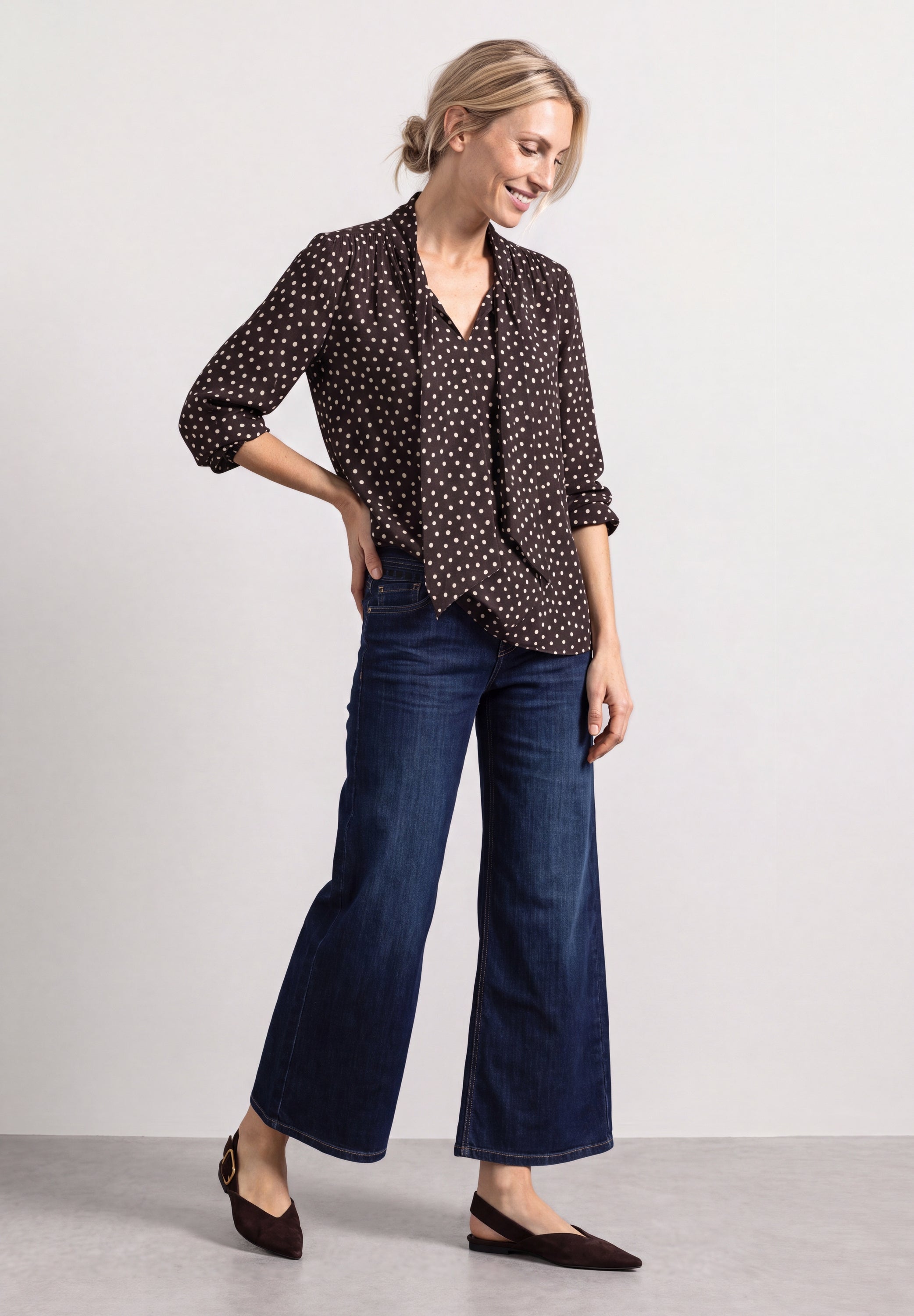 Langarm Bluse mit Schleifendetail