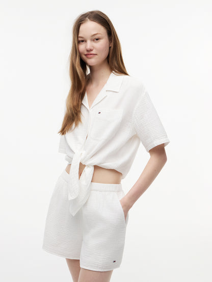 TJW TEXTURED TIE FRONT SS SHIRT