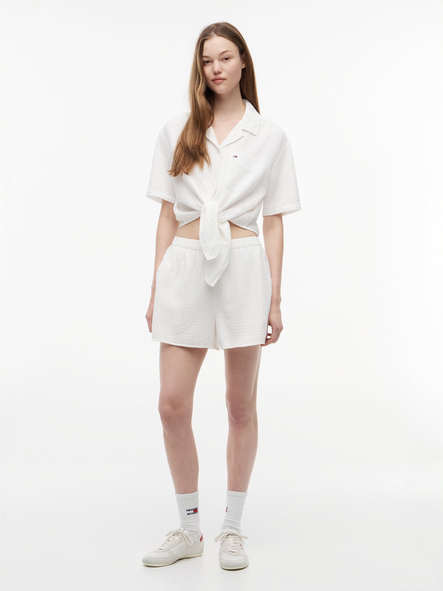 TJW TEXTURED TIE FRONT SS SHIRT