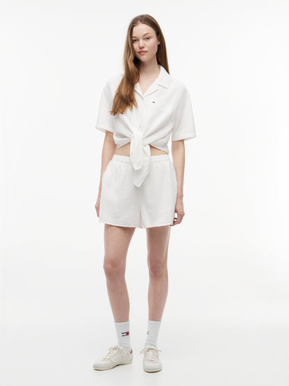 TJW TEXTURED TIE FRONT SS SHIRT