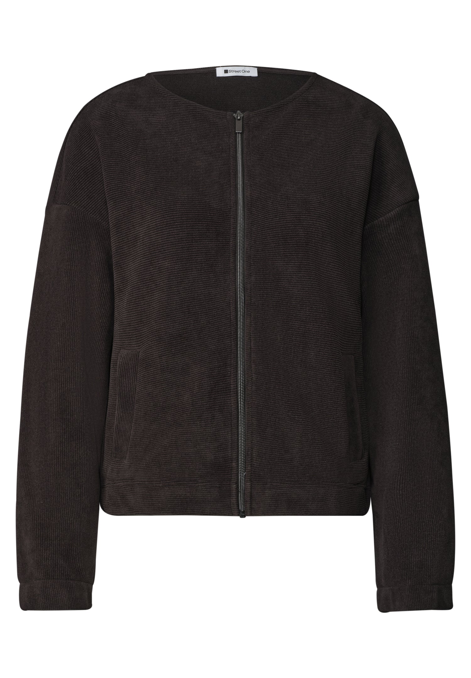 Jacke mit Rundhals in Cord-Optik