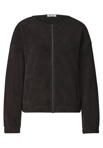 Jacke mit Rundhals in Cord-Optik