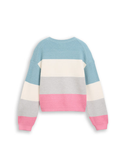 Cropped Strickpullover mit Colour Blocking