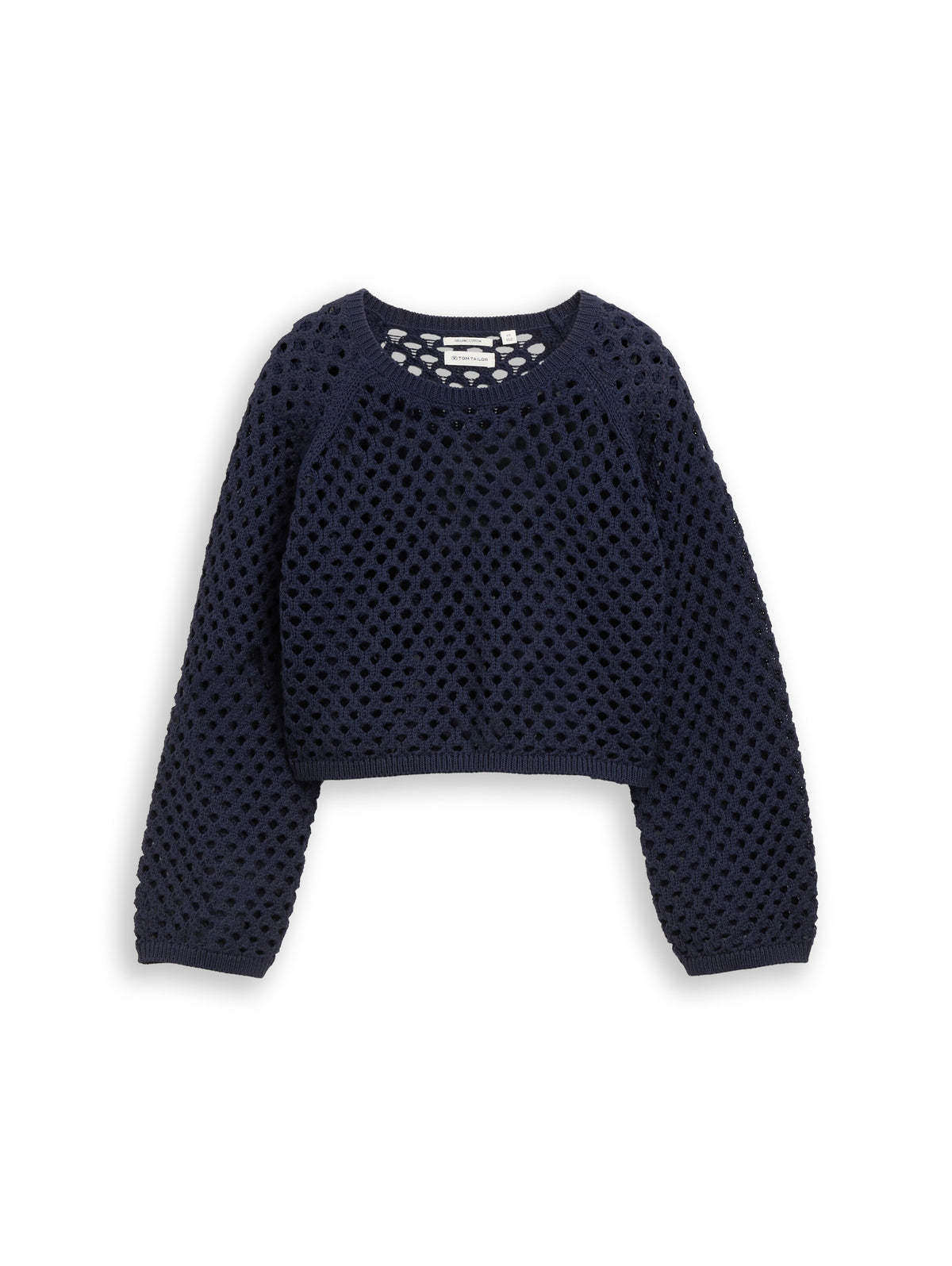 Cropped Strickpullover mit Lochmuster