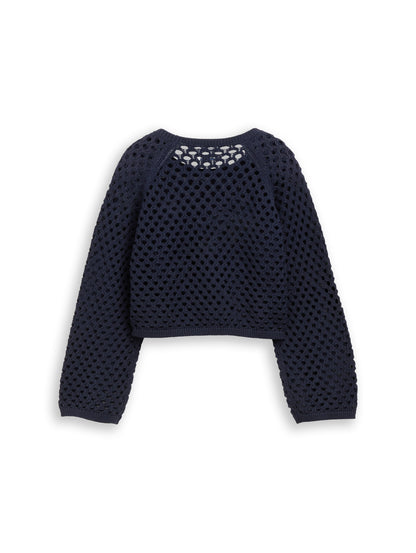 Cropped Strickpullover mit Lochmuster