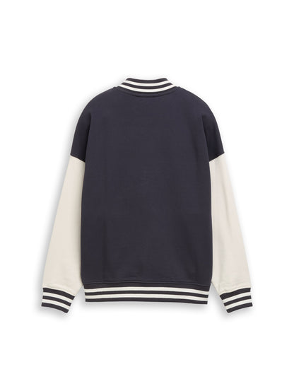 Oversize College Sweatjacke mit Snoopy-Print