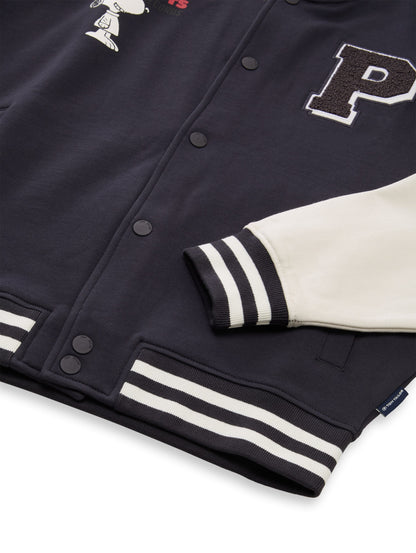 Oversize College Sweatjacke mit Snoopy-Print