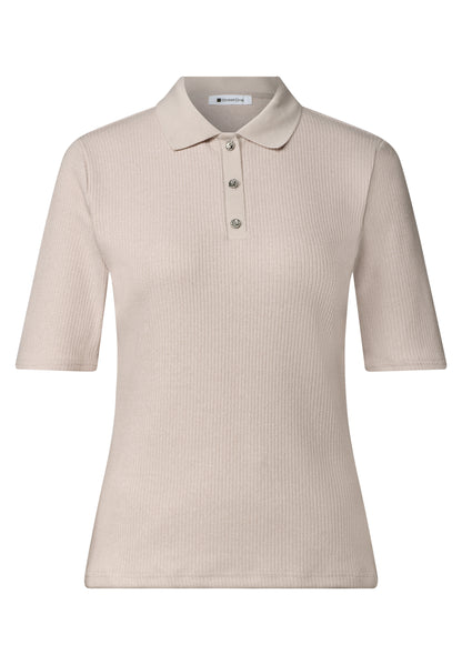 Poloshirt im Strick-Look mit Rippstruktur