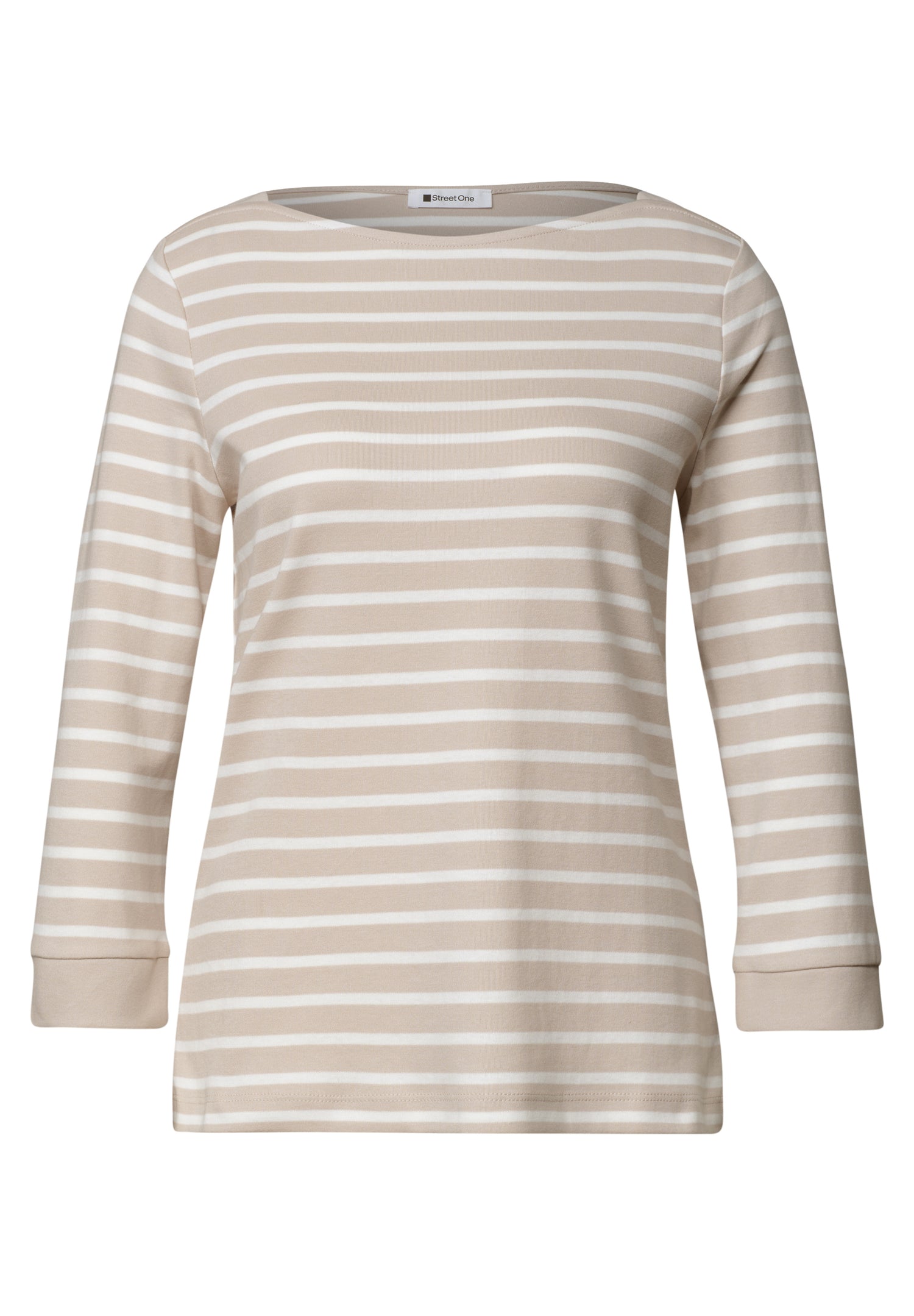 3/4-Arm Shirt mit U-Boot-Ausschnitt
