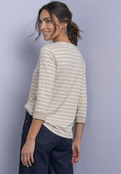 3/4-Arm Shirt mit U-Boot-Ausschnitt