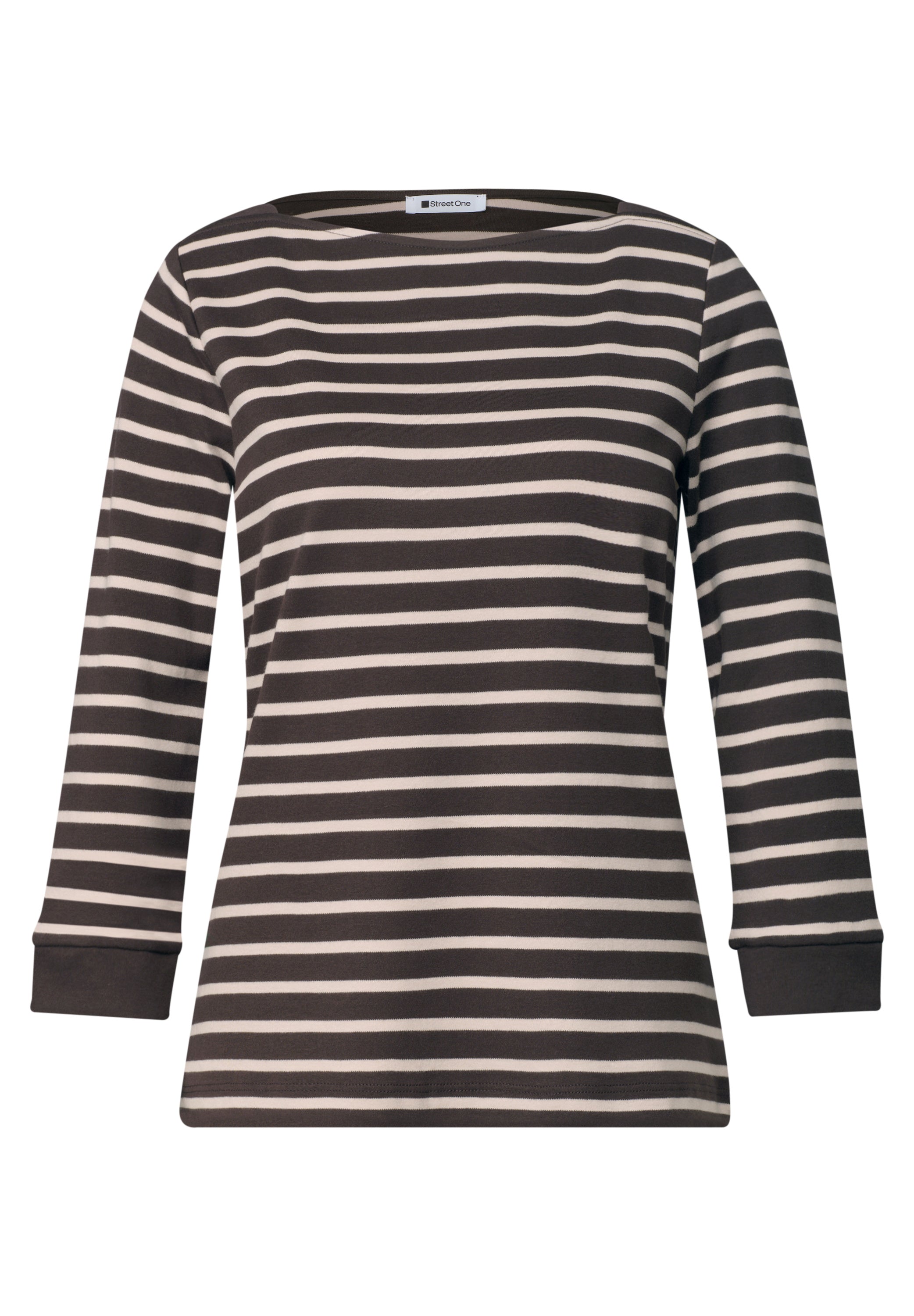 3/4-Arm Shirt mit U-Boot-Ausschnitt