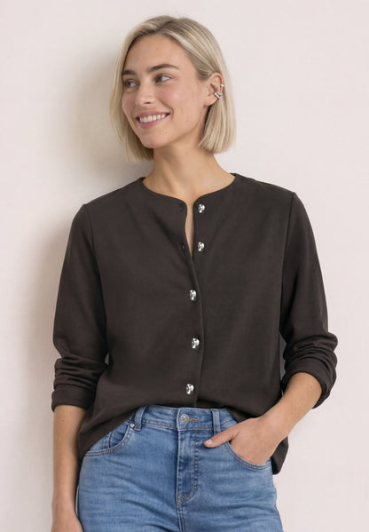 Strick-Look Jacke mit dekorativen Knöpfen