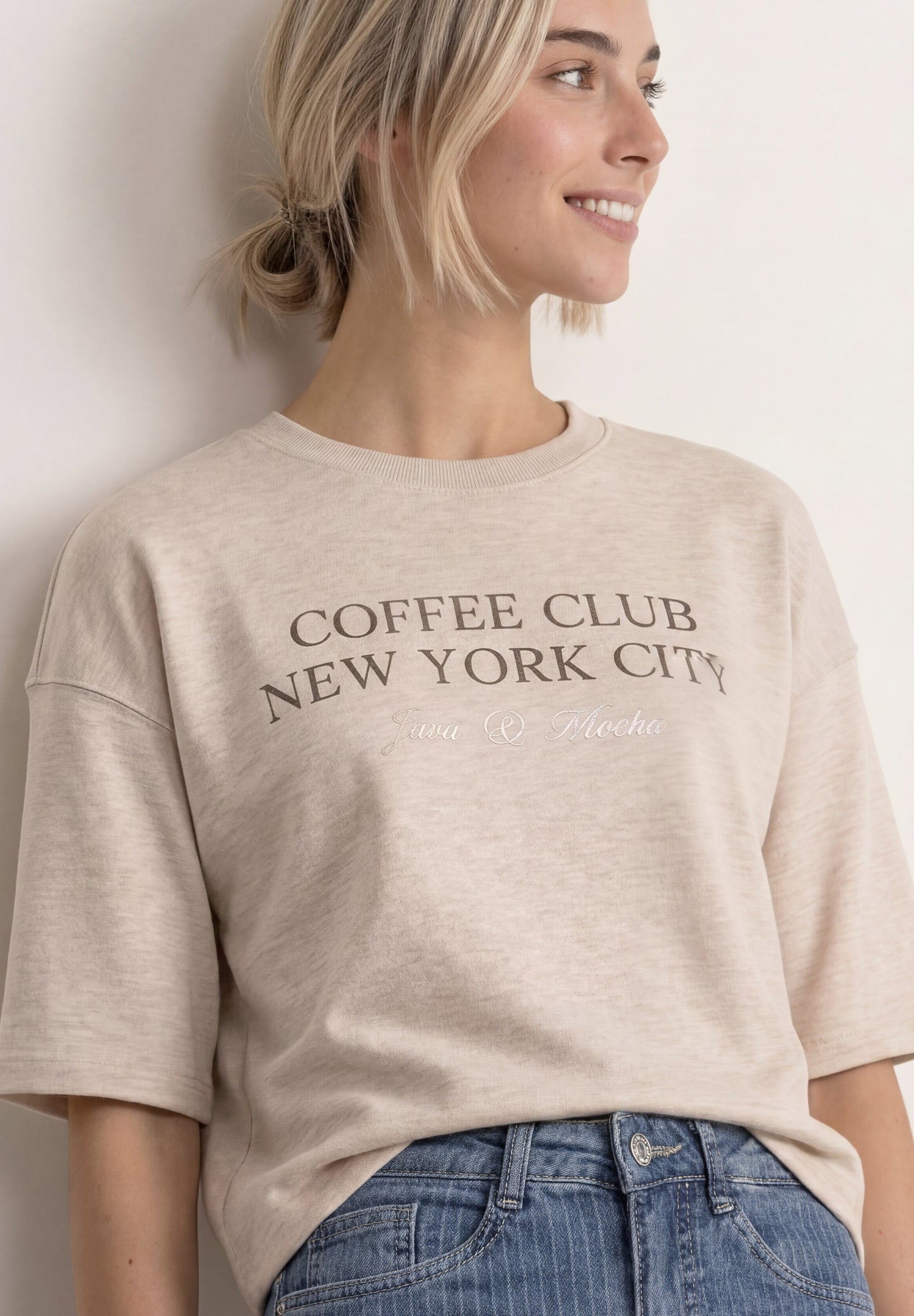 Kurzarm Sweatshirt mit Wording
