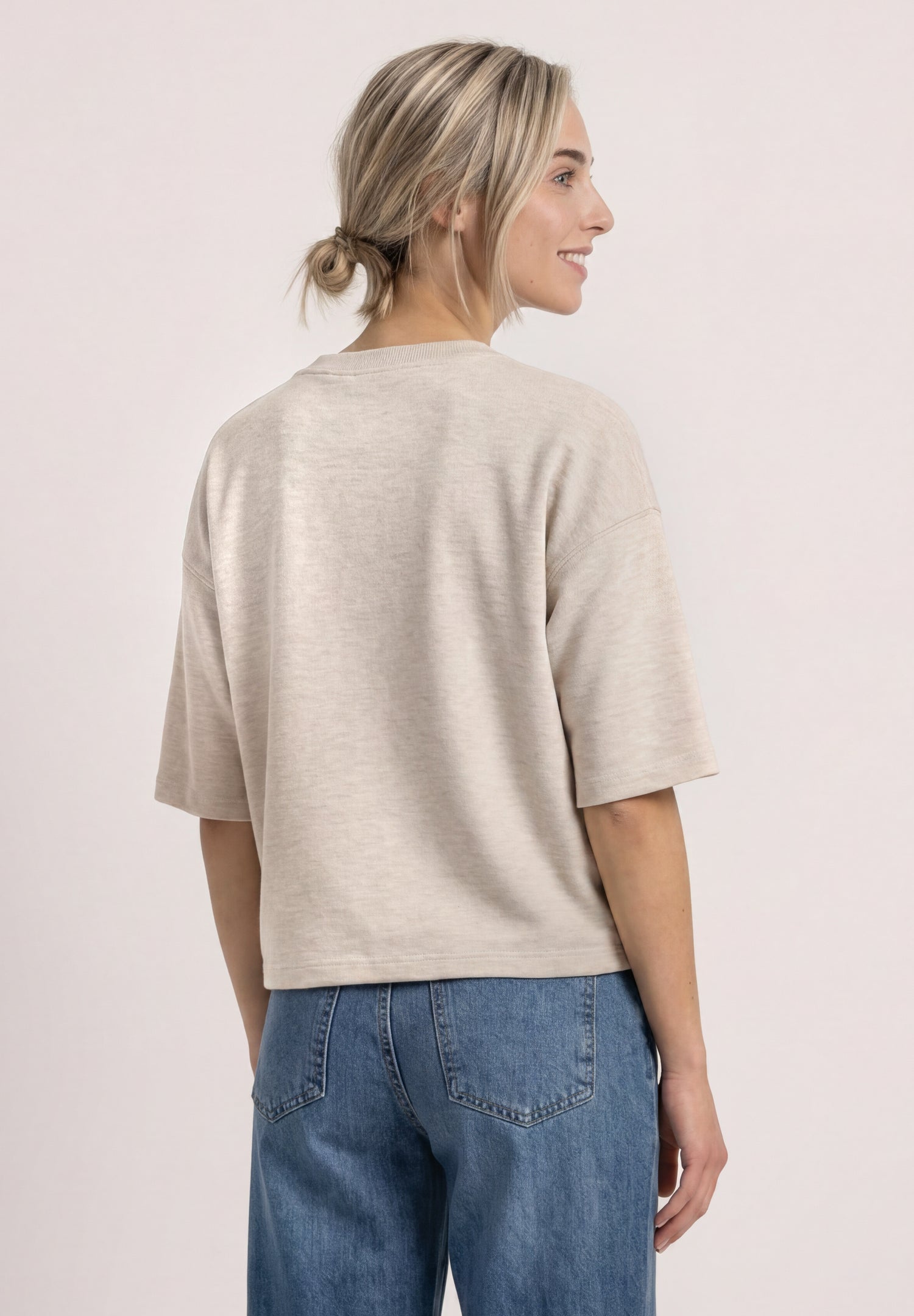 Kurzarm Sweatshirt mit Wording
