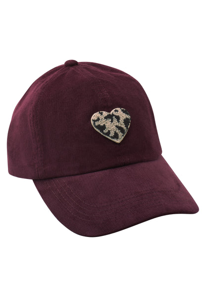 Cap aus Cord mit Herzdetail