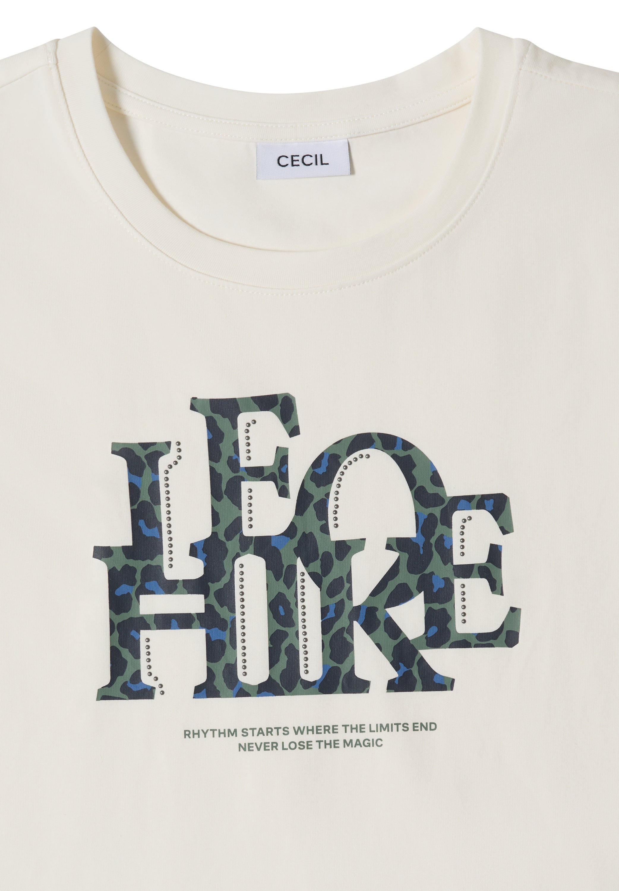 3/4-Arm Shirt mit Wording im Leo-Look