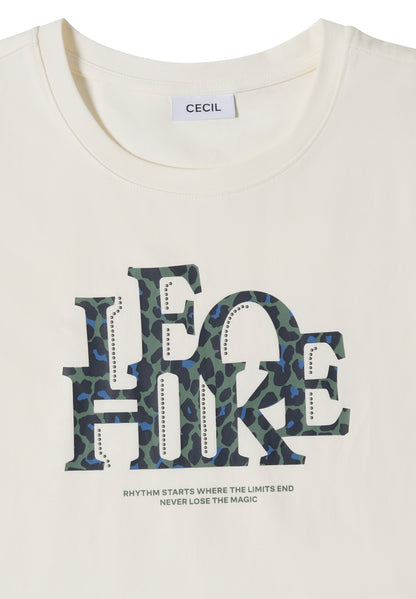 3/4-Arm Shirt mit Wording im Leo-Look