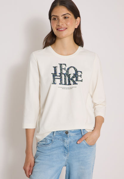 3/4-Arm Shirt mit Wording im Leo-Look