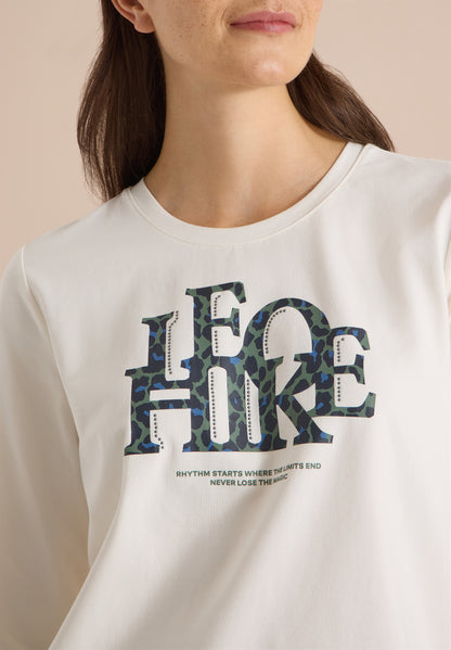 3/4-Arm Shirt mit Wording im Leo-Look