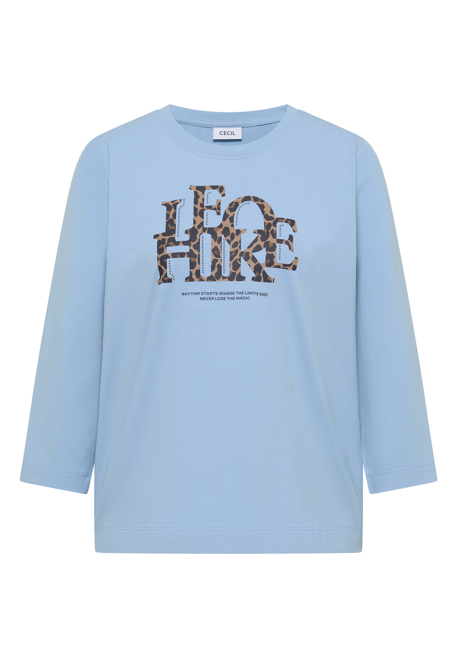 3/4-Arm Shirt mit Wording im Leo-Look