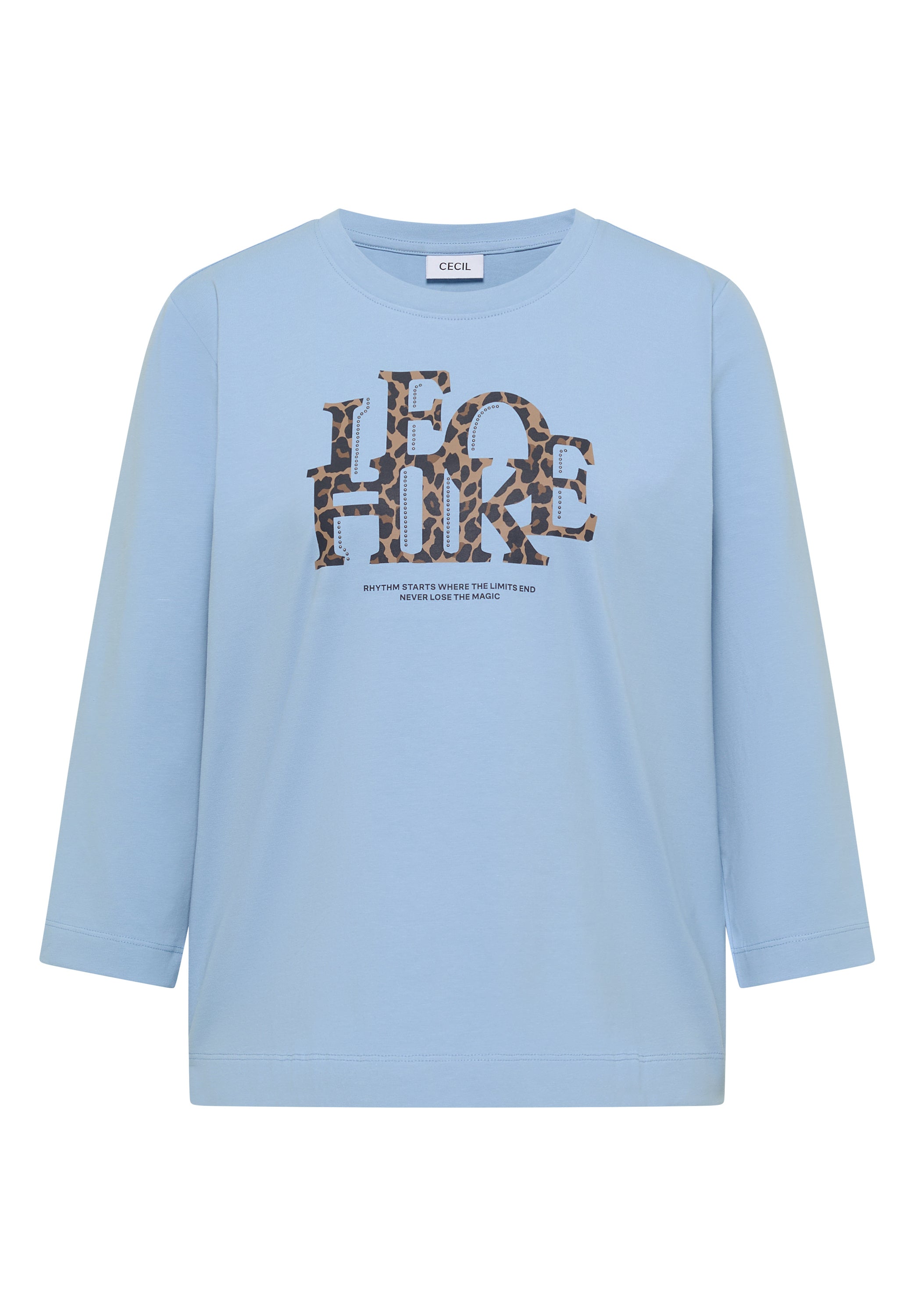 3/4-Arm Shirt mit Wording im Leo-Look
