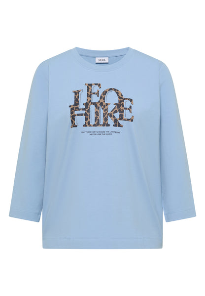 3/4-Arm Shirt mit Wording im Leo-Look