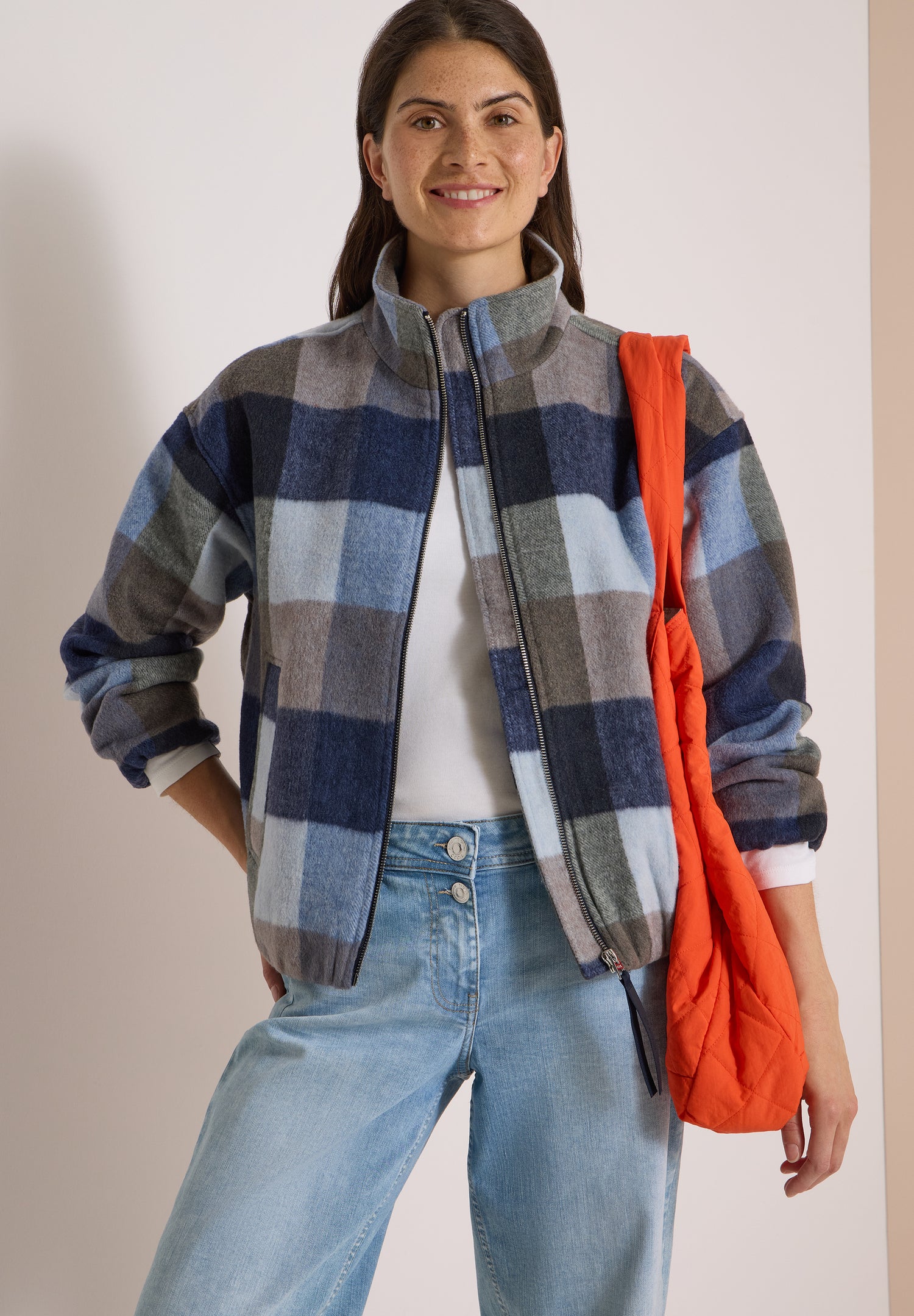 Blouson mit Stehkragen und Karomuster