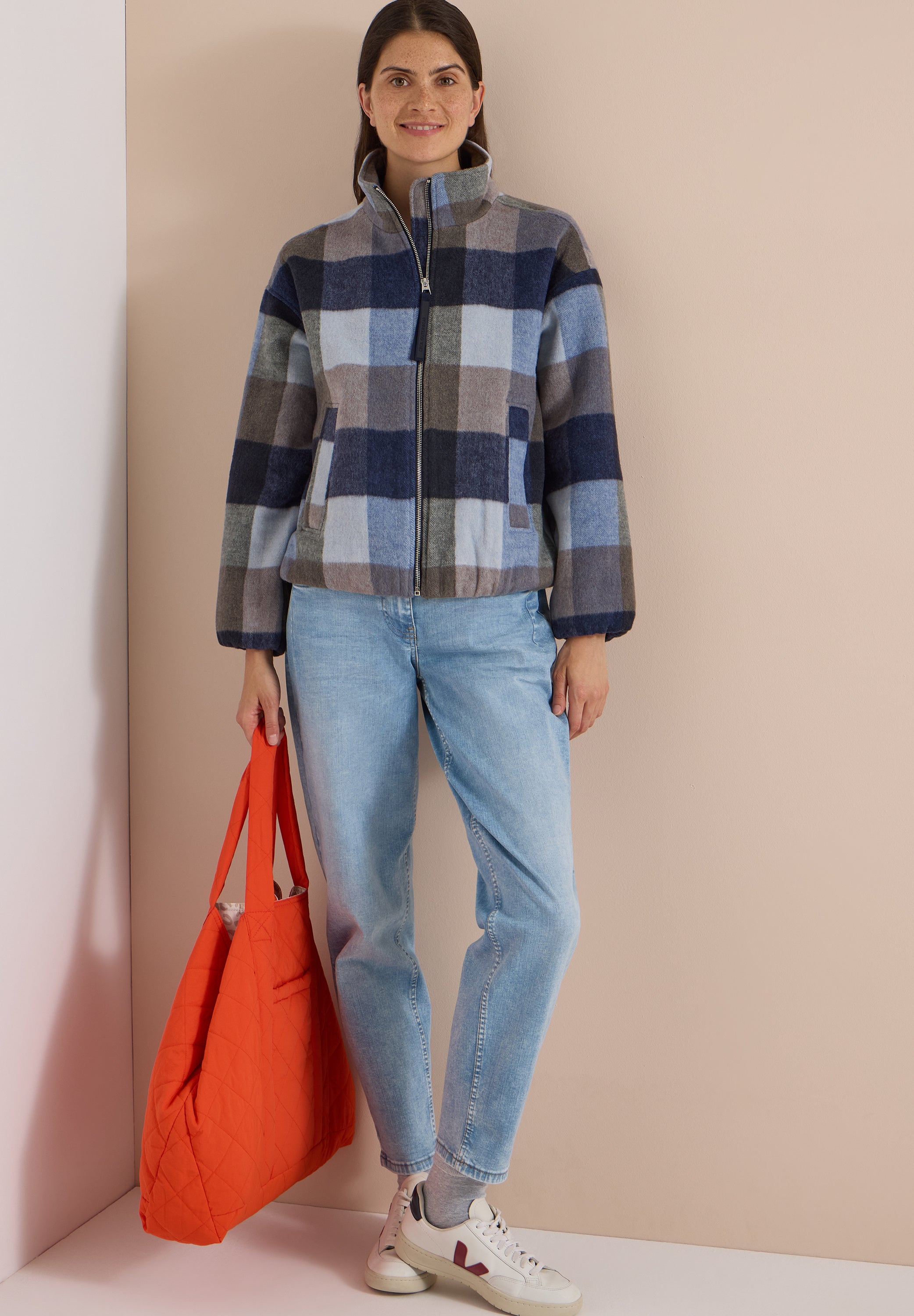Blouson mit Stehkragen und Karomuster