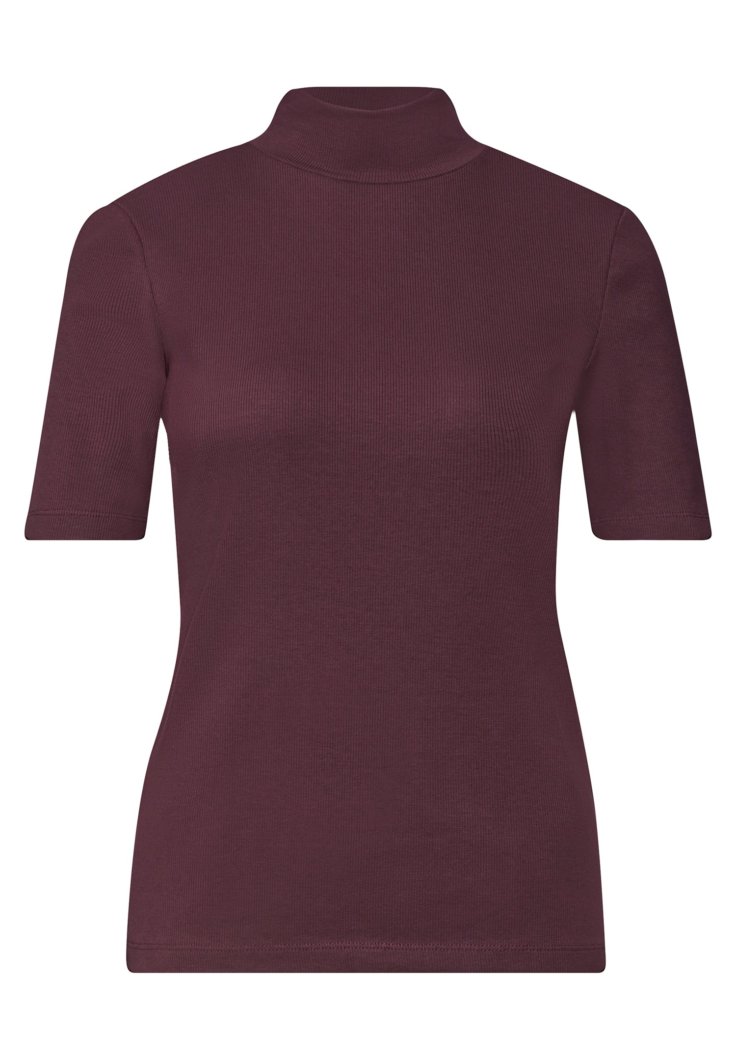 T-Shirt mit Turtle Neck in Rippstruktur