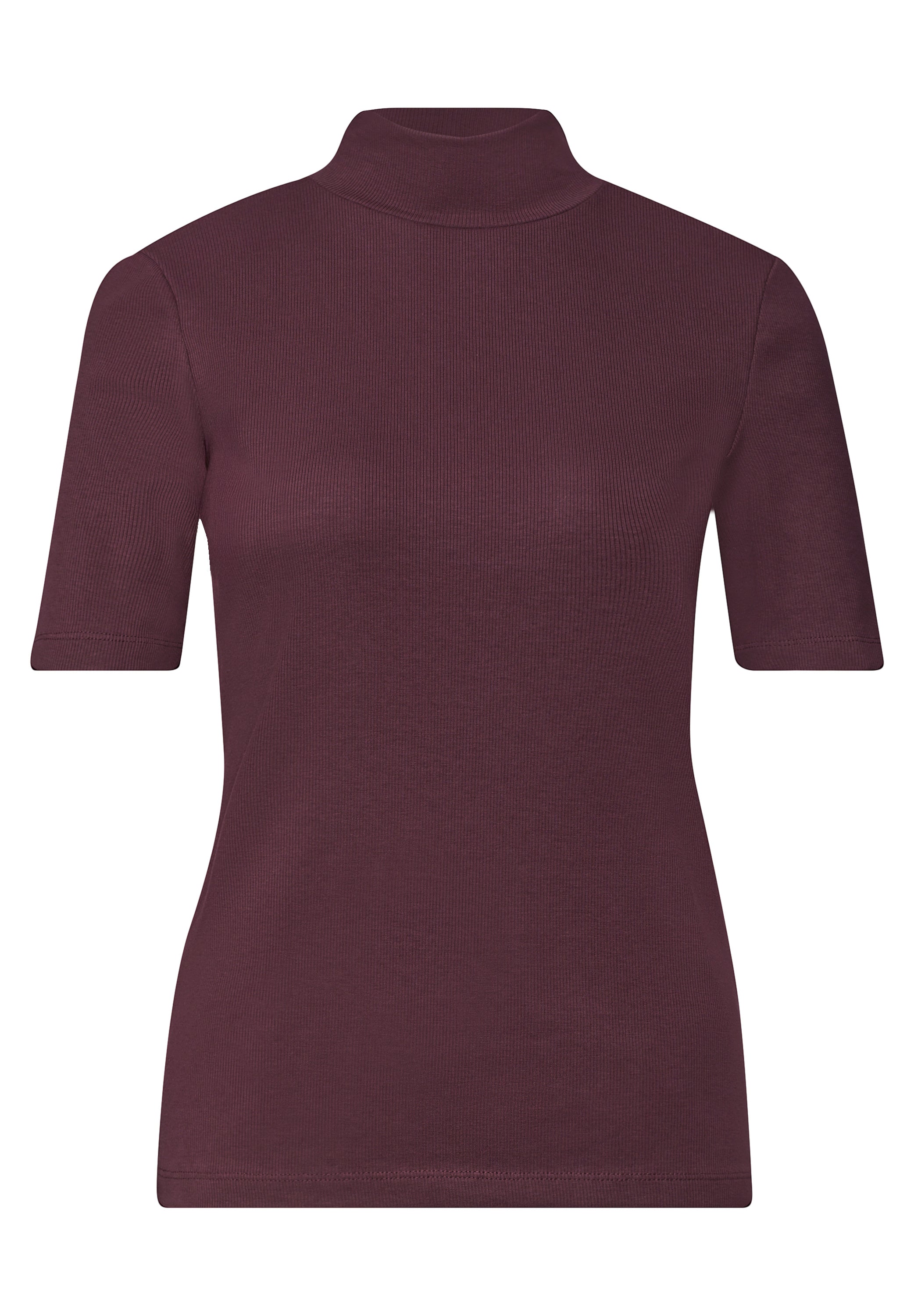 T-Shirt mit Turtle Neck in Rippstruktur