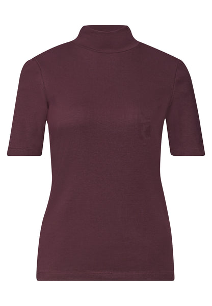 T-Shirt mit Turtle Neck in Rippstruktur