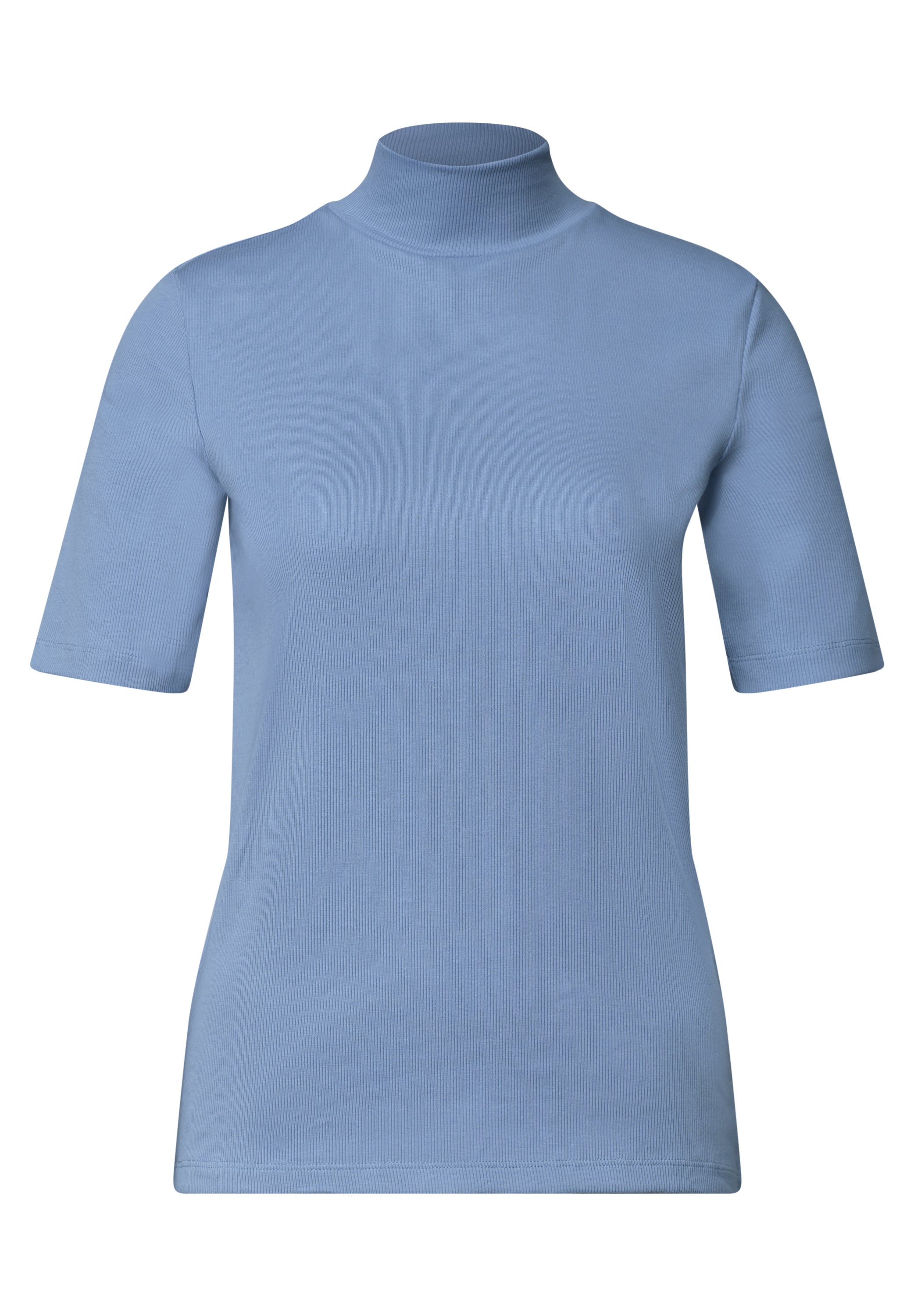 T-Shirt mit Turtle Neck in Rippstruktur