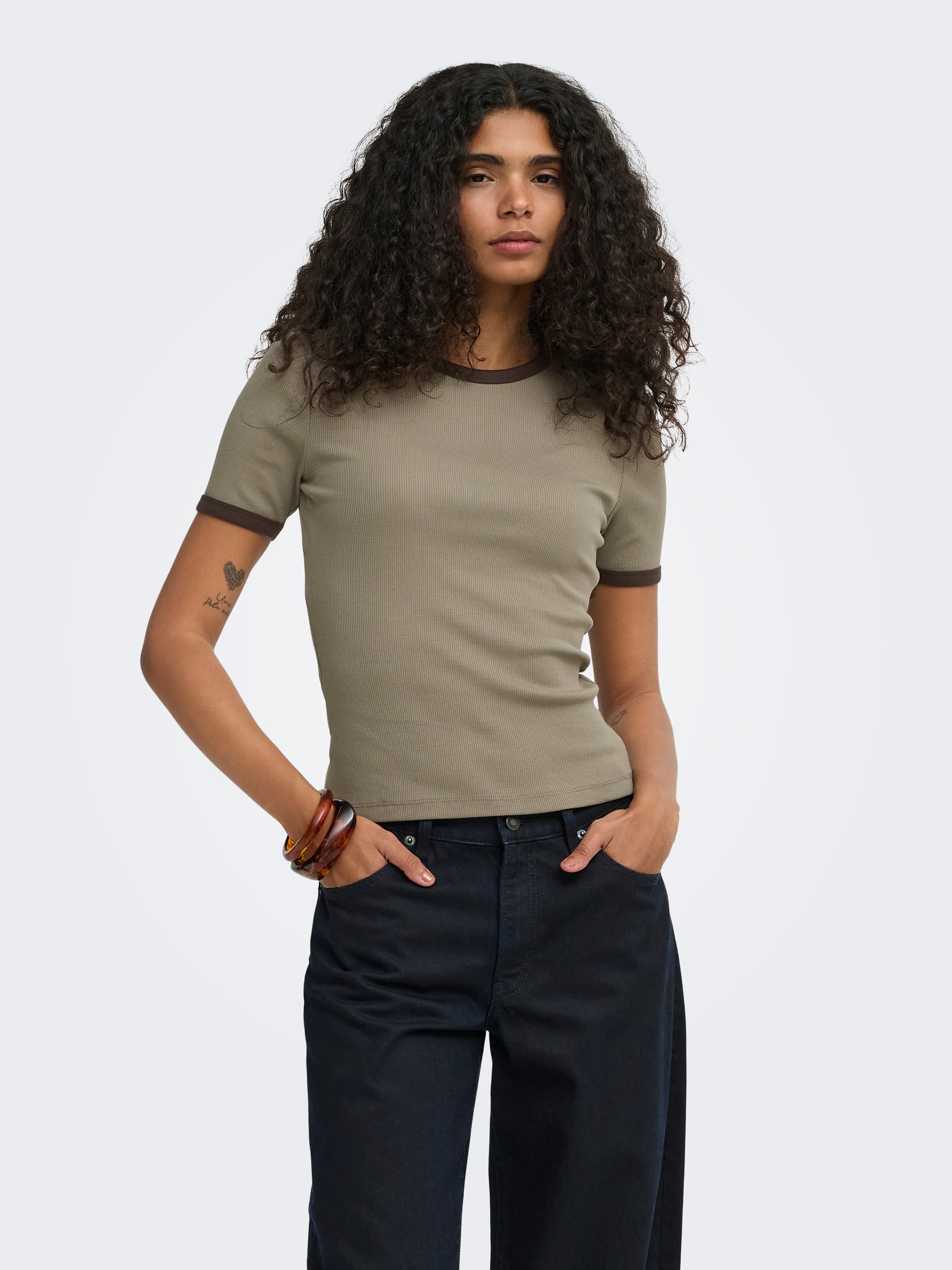 ONLVAL S/S CONTRAST TOP JRS