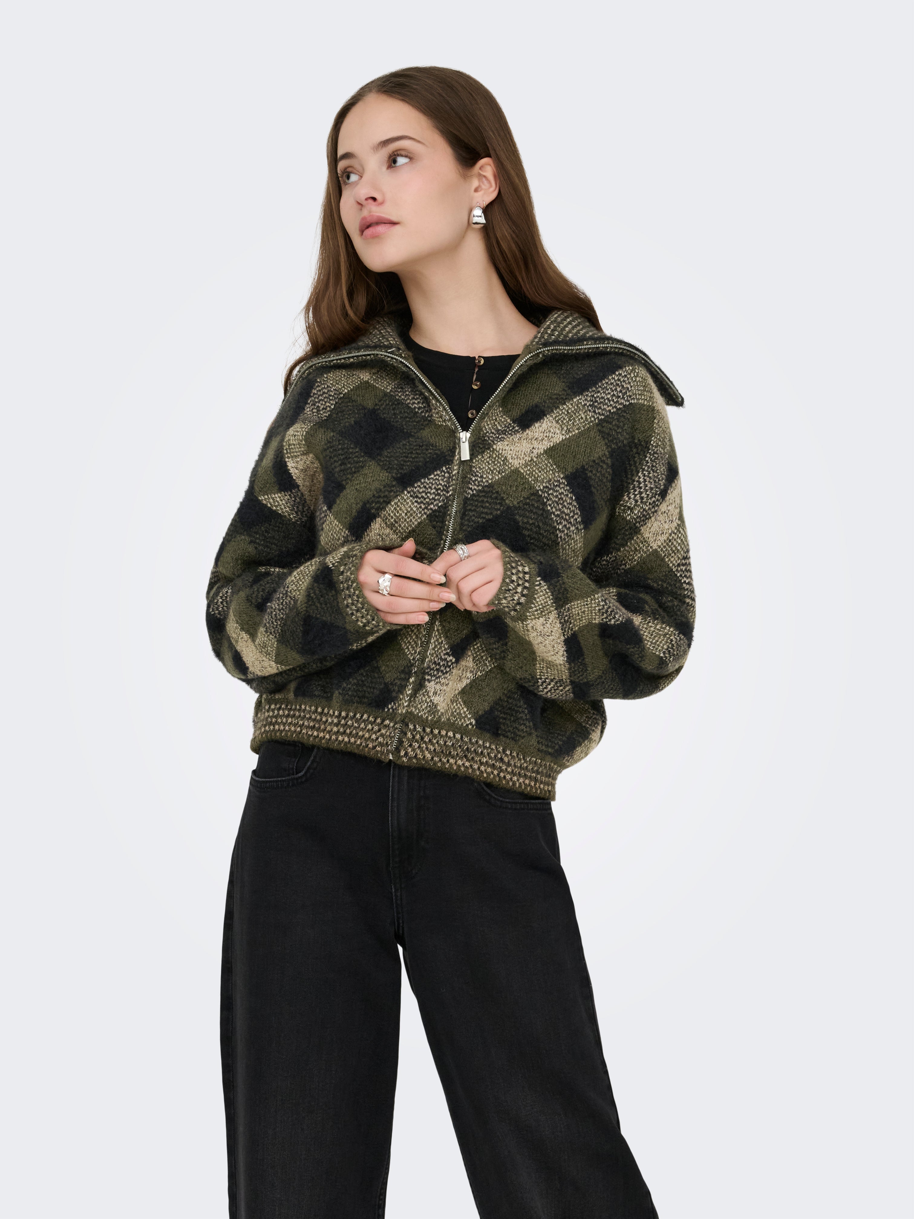ONLMAROON LS ZIP COLLAR CARDIGAN KNT