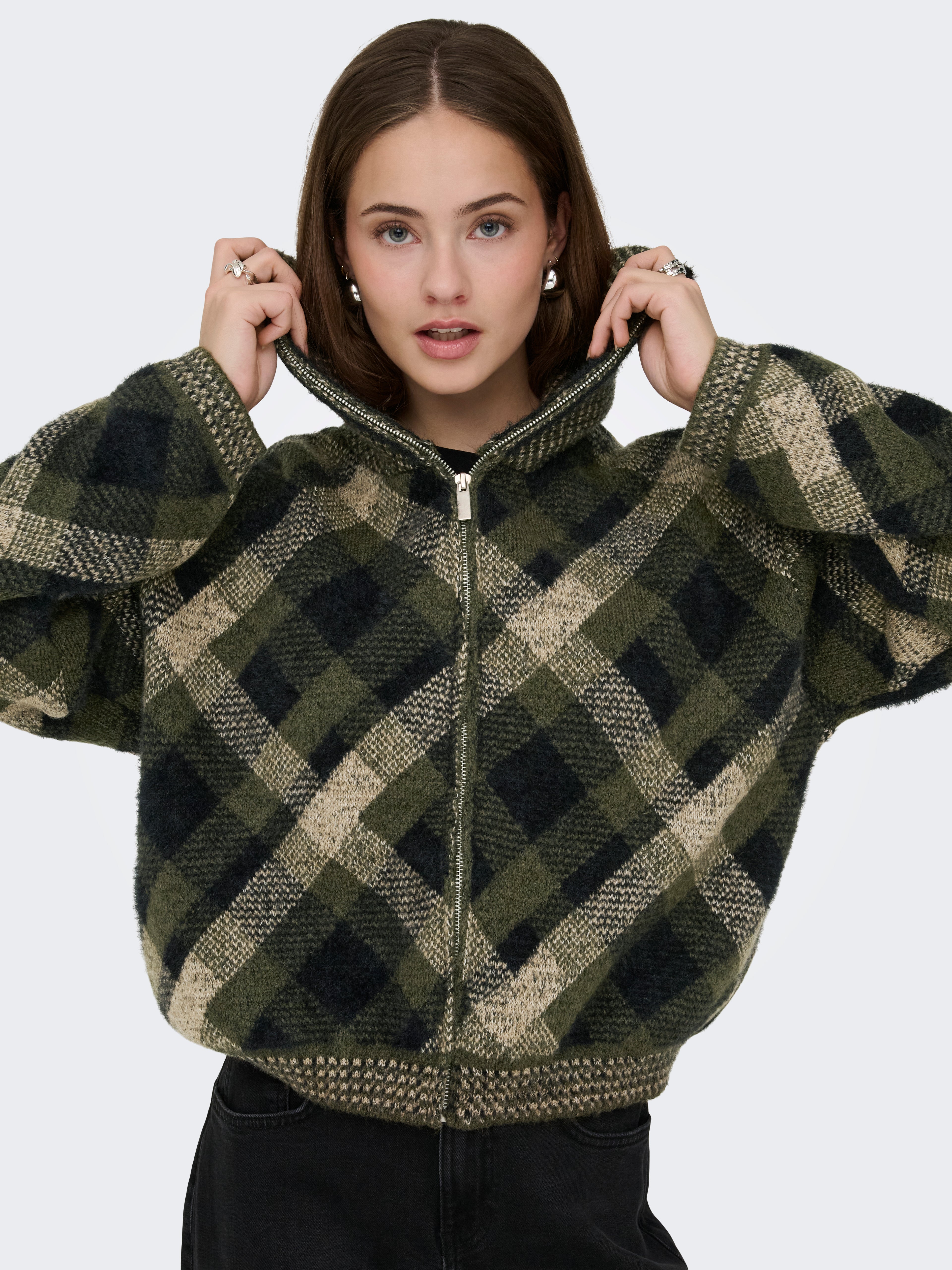 ONLMAROON LS ZIP COLLAR CARDIGAN KNT