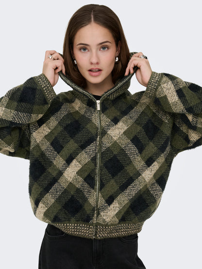 ONLMAROON LS ZIP COLLAR CARDIGAN KNT