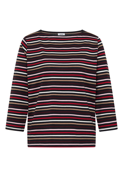 3/4-Arm Shirt mit Boat Neck und Streifen