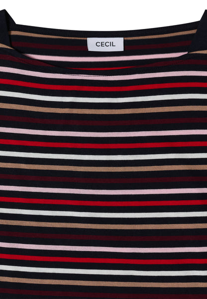 3/4-Arm Shirt mit Boat Neck und Streifen